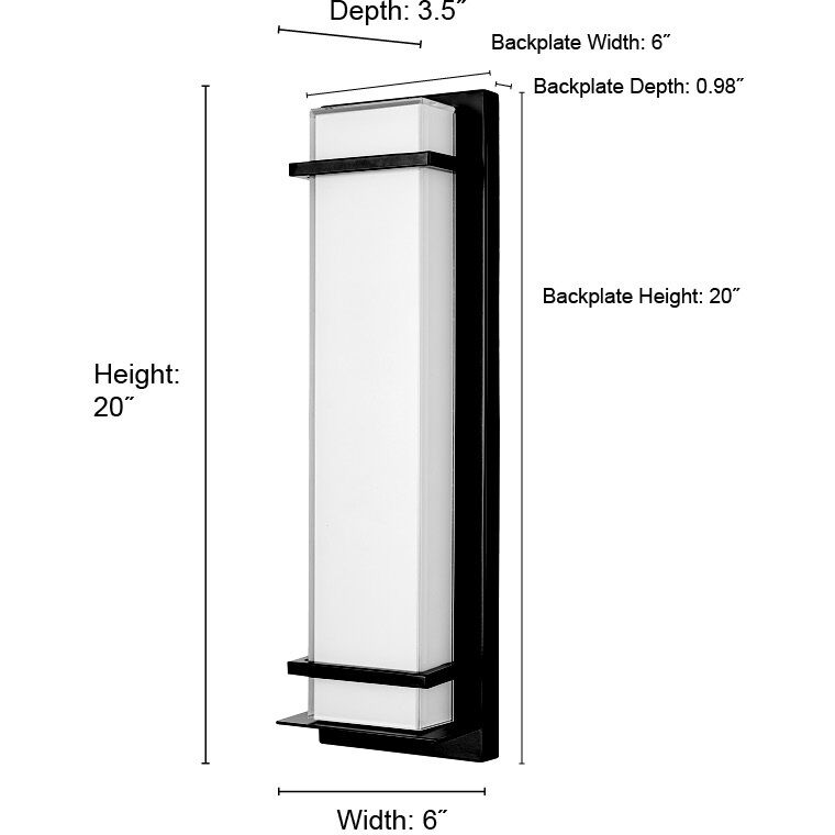 None LED 20 inch Powder Coated Black Outdoor Wall Sconce